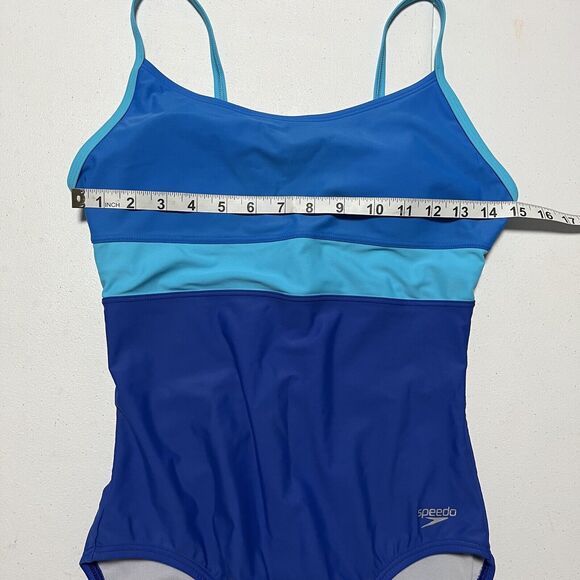 Speedo Women Racerback One Piece Swimsuit Swimwear Atlantic Blue Size 10 - Picture 4 of 7